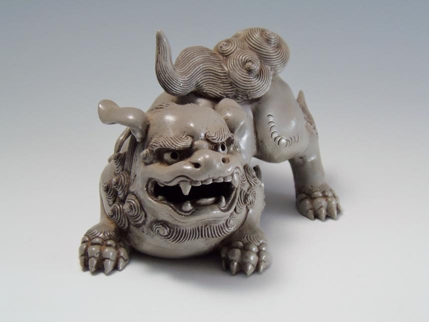 江戸時代 青備前 古備前 獅子 置物 古白備前 備前焼 骨董品 白備前 古 