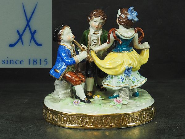 古マイセン 金彩 人形 置物 超希少品！　AF2258