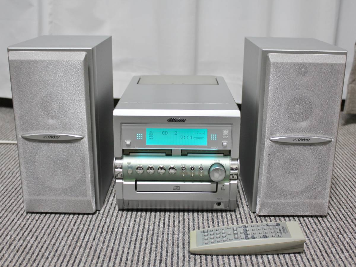 Victor 2MD/CD/カセットコンポ UX-W5-S(CA-UXW5-S)□CD-MD倍速録音可
