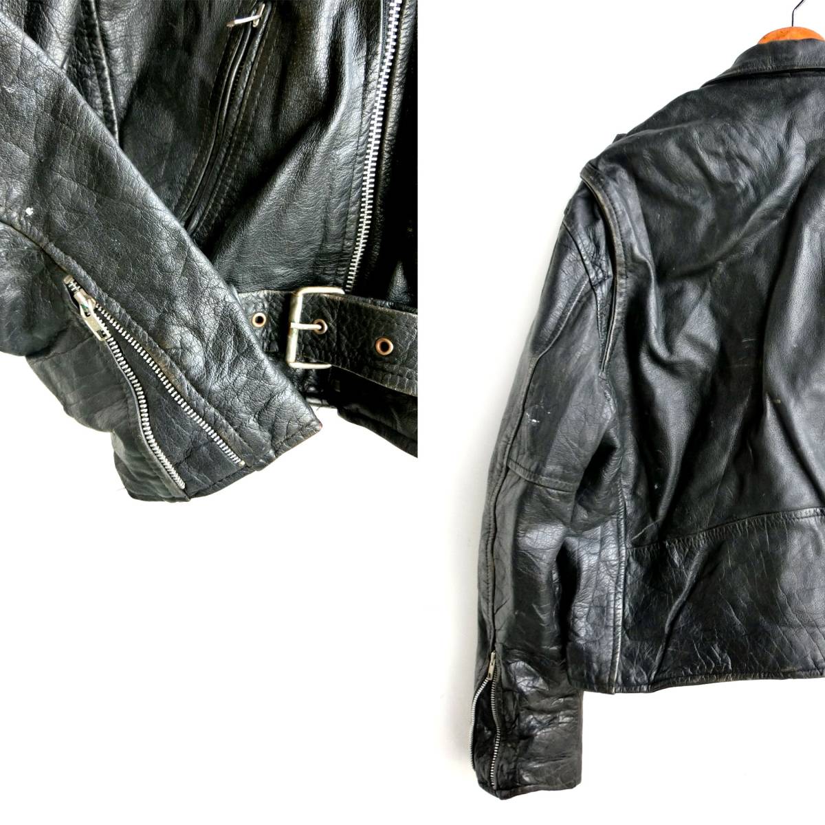 Y/7.6　DIAMOND　ダブルレザーライダース　本革　レザージャケット　本皮　ブラック　黒　バイク　バイカー　XL位