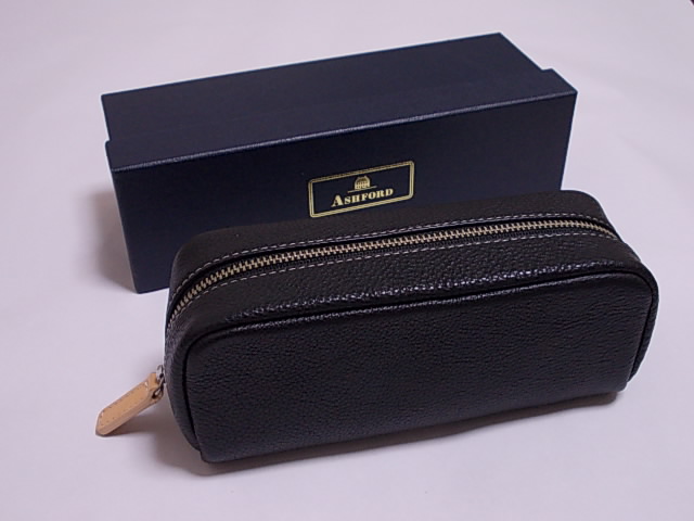 ★新品 ASHFORD アシュフォード クエスト ペンケース 牛革 黒 ★ 手帳 ノート