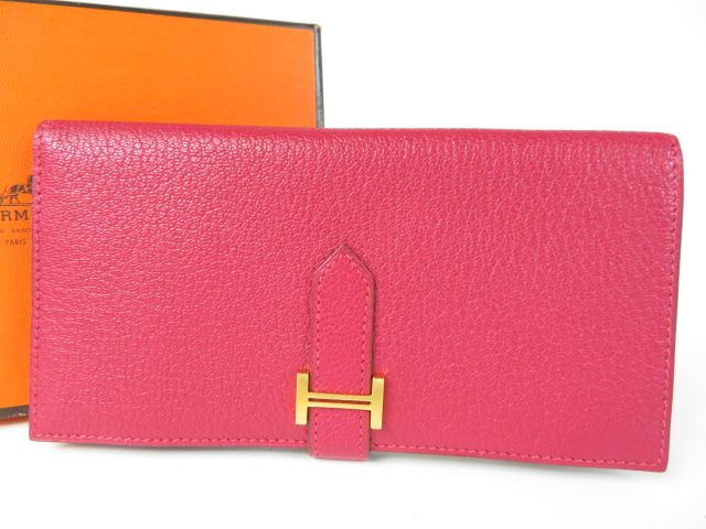 66147★1円スタート★本物★エルメス★HERMES☆極美品★長財布★ベアン★G金具★レディース★箱付き★人気★