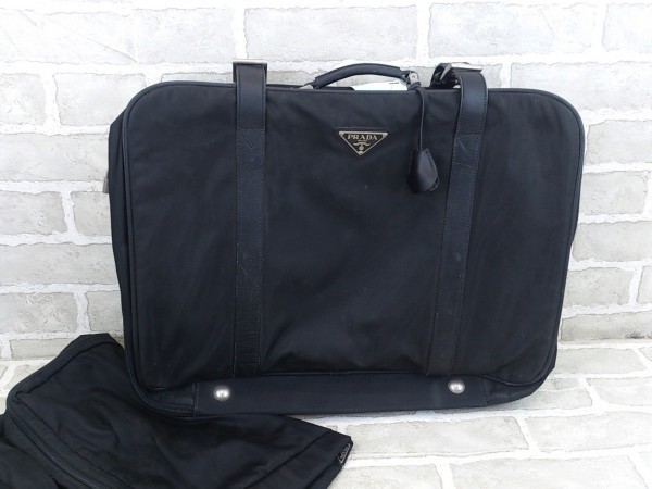 PRADA プラダ ナイロン レザー ベルト トラベル ボストンバッグ ブラック * # ◆ 1000000656534