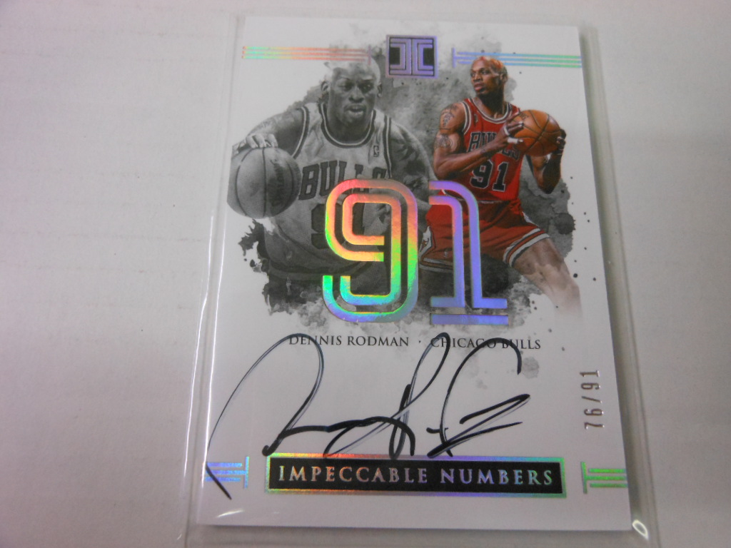 16-17IMPECCABLE Jersey Numbers Autographs /91 Dennis Rodman