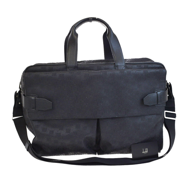 【中古】 美品 ダンヒル dunhill ディーエイト D8 旅行かばん ハンドバッグ 斜め掛け ショルダー 2WAY ブラック PVC レザー メンズ 66V374