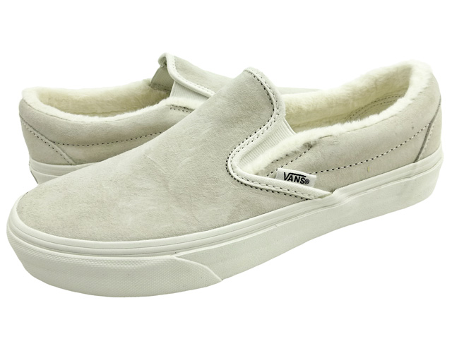 新品/海外モデル/VANS/スリッポン/スコッチガード/フリース/白/28cm