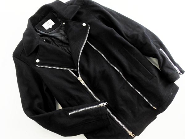ビームスハート 中綿 ライダース ジャケット sizeL/黒 ◎ ◇□ ☆ hmc9