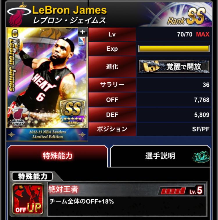 NBAドリームチーム・リミテッドレブロンSSヒート