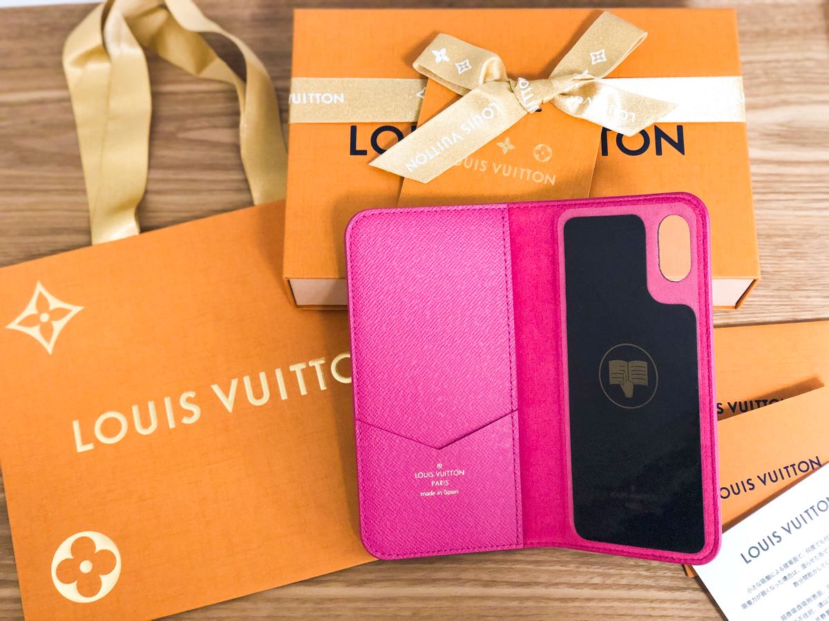 ルイヴィトン iPhone x xs ケース 手帳型 ピンク 正規品 LOUIS VUITTON