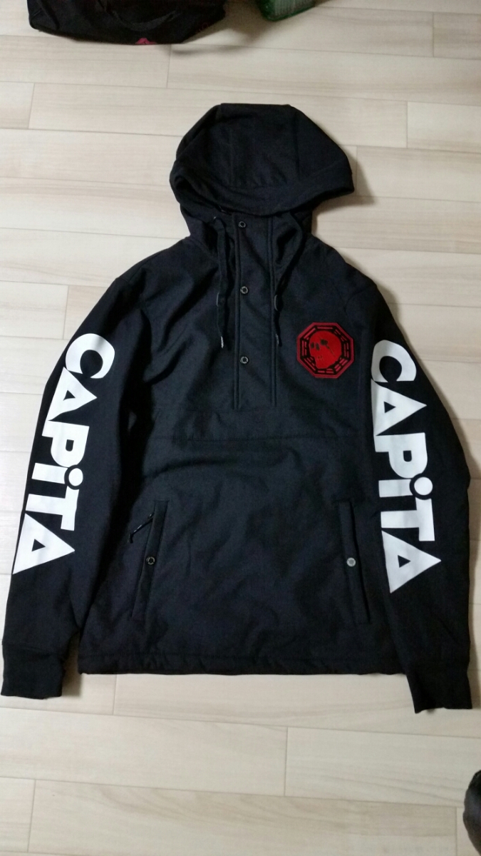 美品　CAPITA(キャピタ) 長袖 パーカー メンズ MOD PULLOVER SOFT SHELL スノーボード プルオーバーパーカー フーディ 撥水 Mサイズ BLACK_1