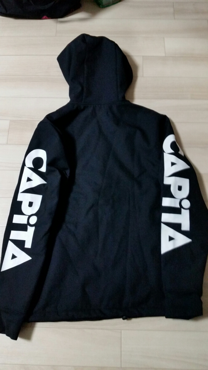 美品　CAPITA(キャピタ) 長袖 パーカー メンズ MOD PULLOVER SOFT SHELL スノーボード プルオーバーパーカー フーディ 撥水 Mサイズ BLACK_2