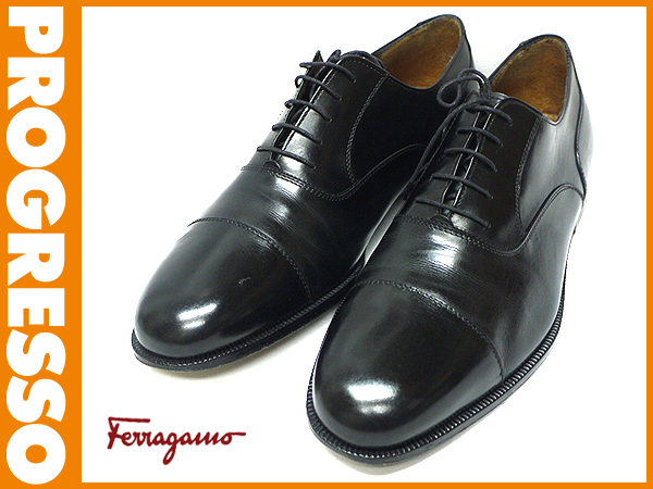 洗浄済 フェラガモ ストレートチップ レザー レースアップシューズ 8EE 26.0cm【304723】