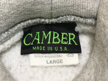 《送料500円~》大きめL表記 XL~位 USA製 CAMBER 杢グレー パーカー リバースウィーブ ヘビーウエイト 厚手