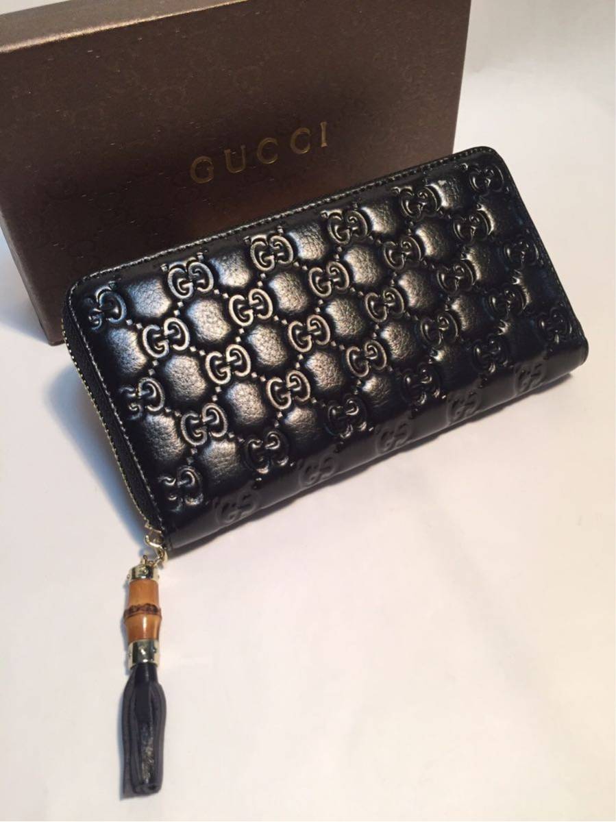 GUCCI グッチ バンブー 長財布 - ラウンド長財布 レザー バンブー付き
