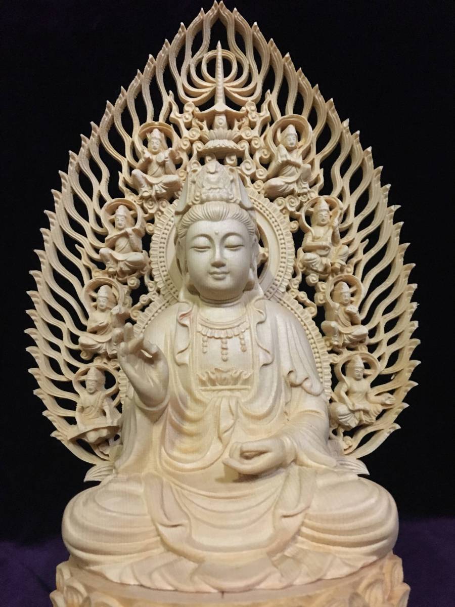 仏教工芸品 総柘植材 大型46cm 精密細工 時代彫刻 古美術 地蔵王菩薩