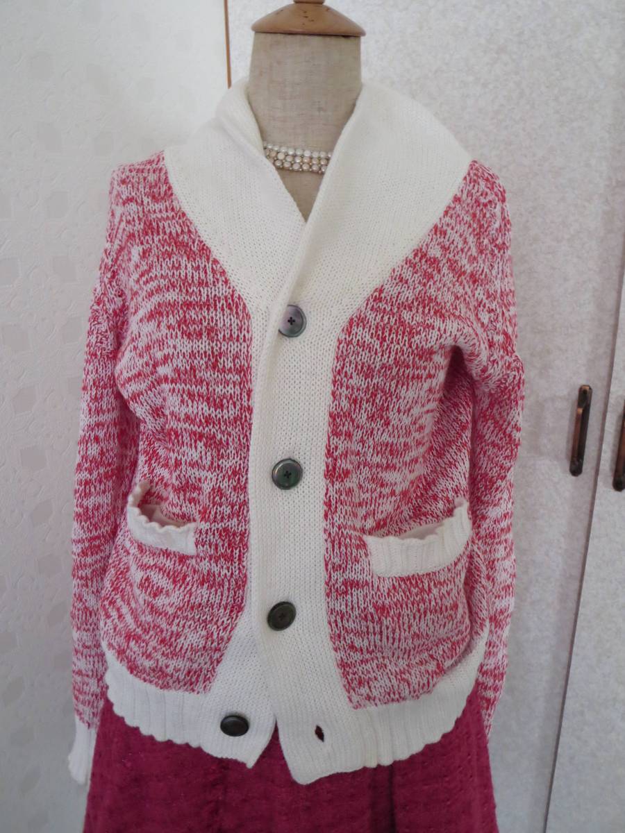TOMORROWLAND tricot　ギムマリネショールカーディガン　COTTON　レッド　L　高島屋で購入