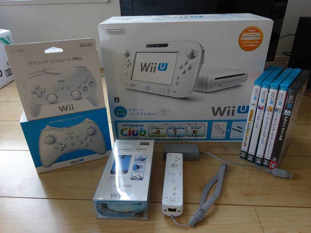箱アリ 美品】WiiU（スポーツプレミアムセット） マリオカート8など