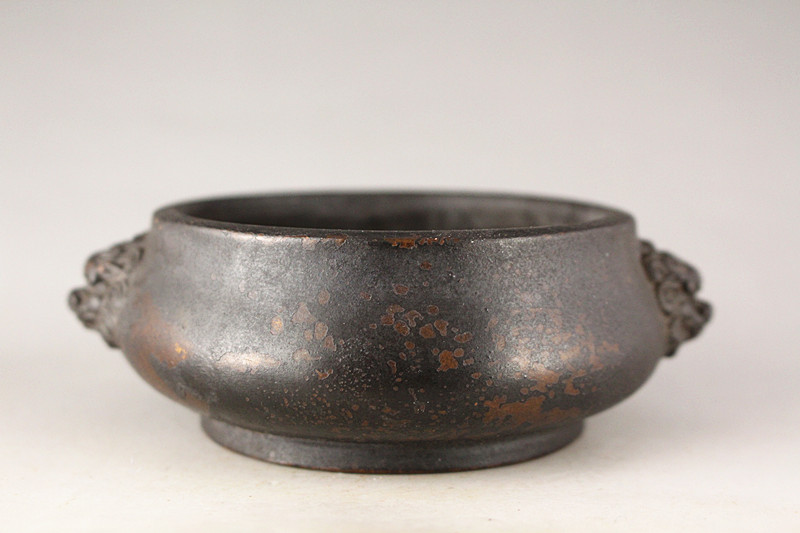 L318」長期保管品 時代 唐木台座付銅三脚香炉 香炉 L318」長期保管品
