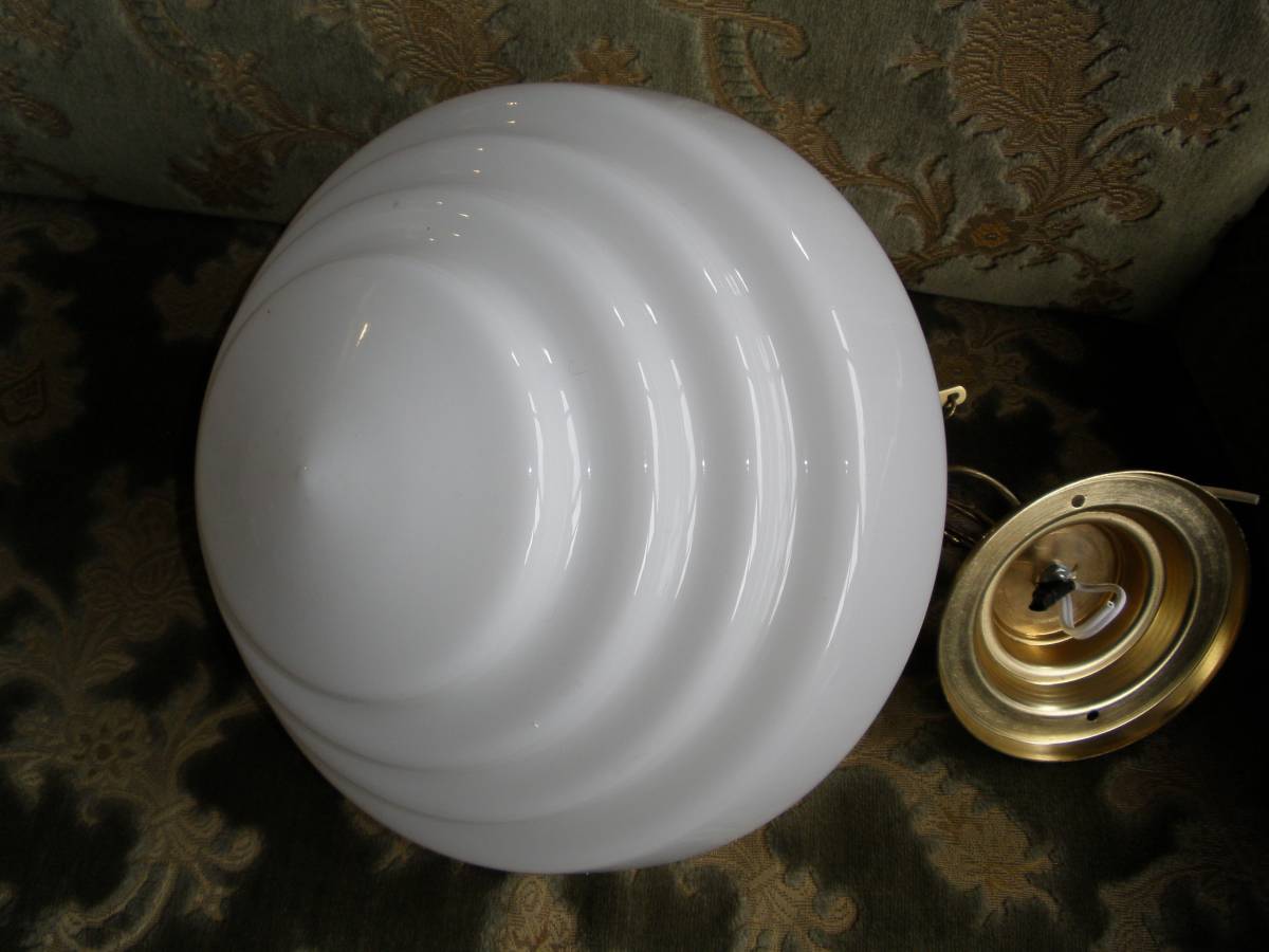 乳白ガラス電笠・アンティーク・昭和レトロ・大正ロマン・天井吊り照明