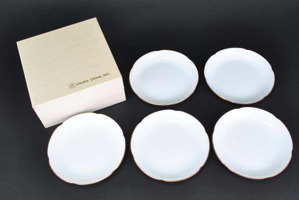 箱付未使用品 大倉陶園 ゴールドライン 15cm 銘々皿 5客セット