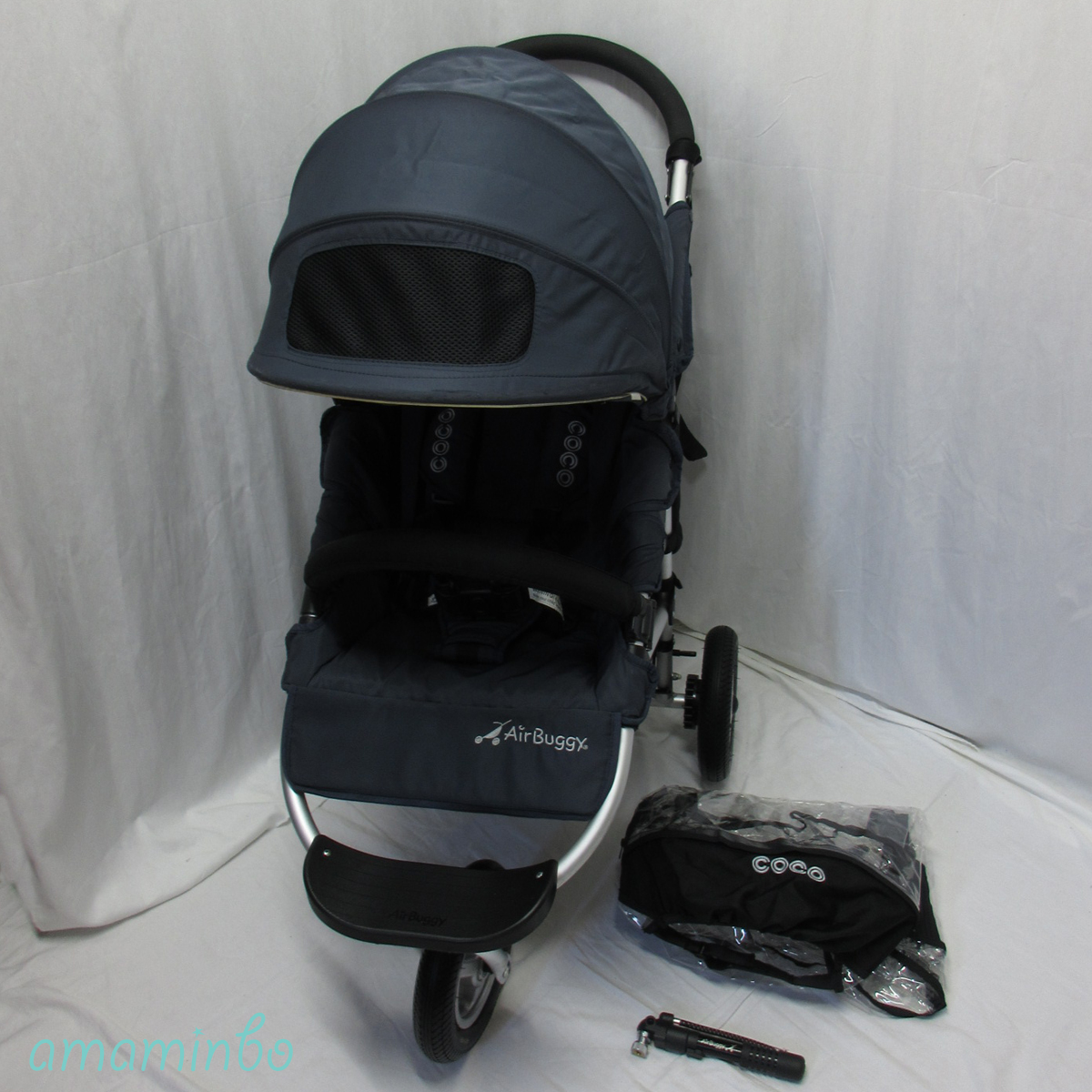 送料無料☆美品☆エアバギー ココ スタンダード AirBuggy ベビーカー インディゴグレー_1