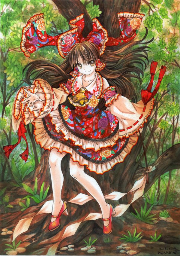 霊夢(衣装アレンジ)◇東方 同人 手描きイラスト◇B5(手描きイラスト