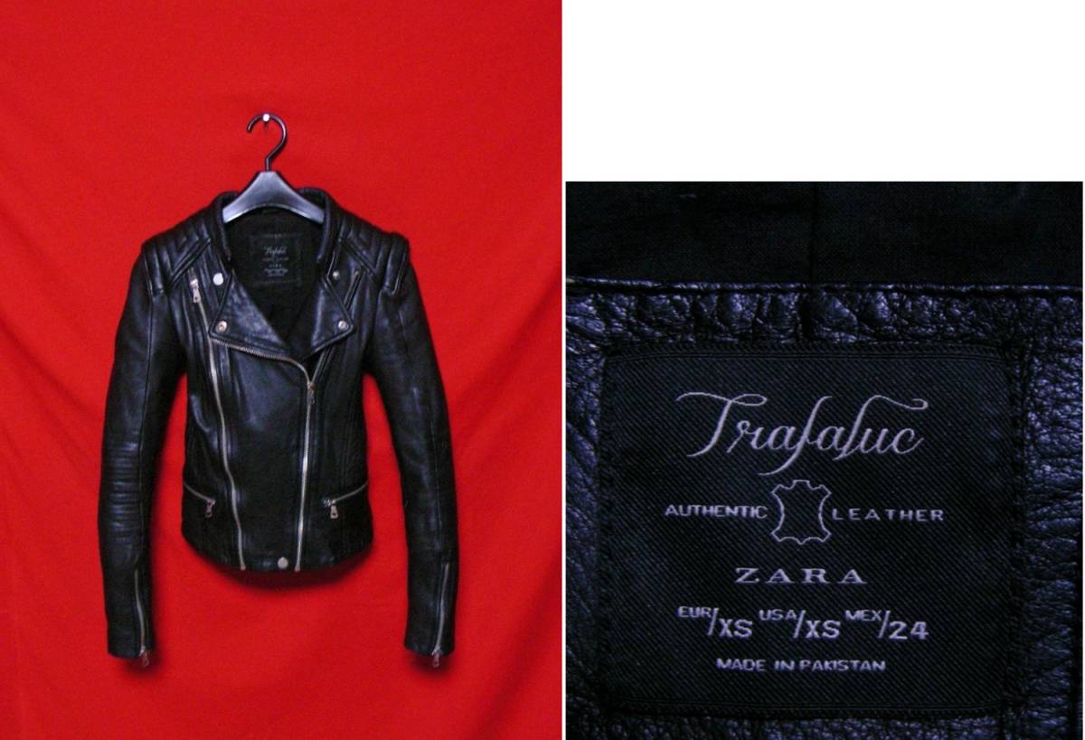 ZARA 美細 高品質本革ラムレザーライダース/XSサイズ バイカー