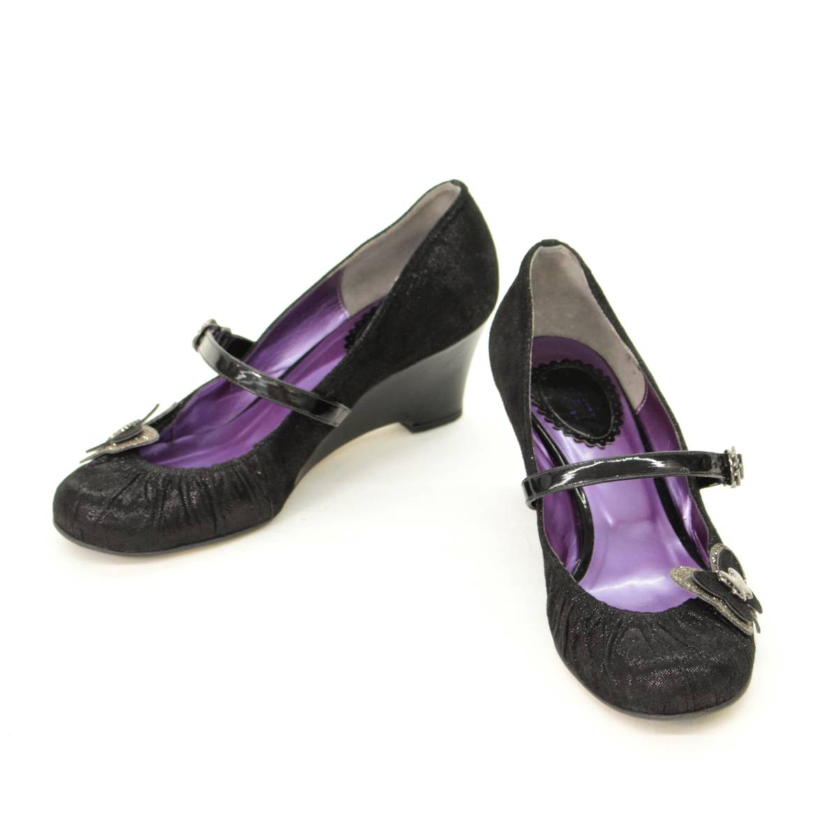 ☆ANNA SUI(アナスイ)蝶モチーフ ウェッジソールパンプス 24.0☆ black