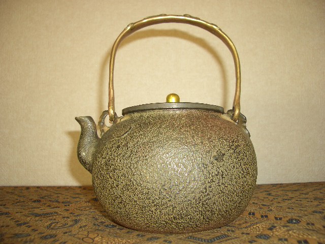 紫金堂忠三朗造 鉄蓋天明形手取鉄瓶 煎茶道具 骨董 T 紫金堂 釜師 忠