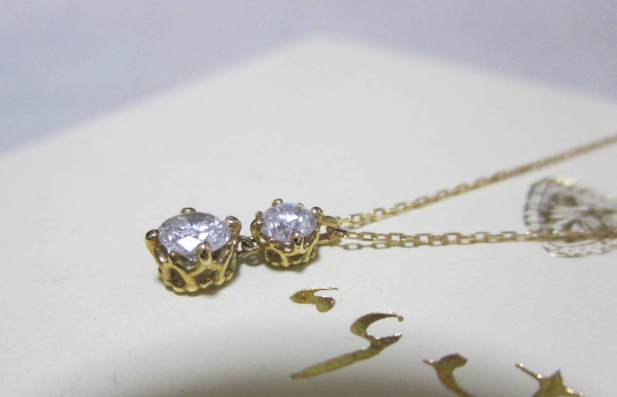 agete】青山本店限定！0.3ct二粒ダイヤネックレスK18(ネックレス 