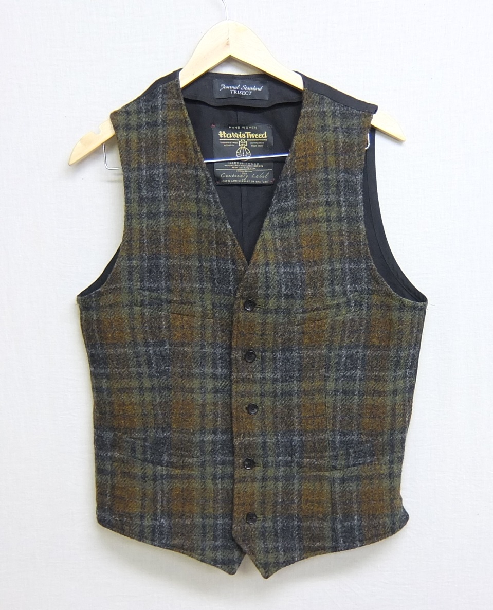 HARRIS TWEED」 ベスト L グレー メンズ HARRIS TWEED，ハリスツイード