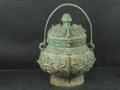 中国 漢時代 饕餮紋 青銅器 古銅器 重さ7.1kg 時代箱付 唐物 超貴重 