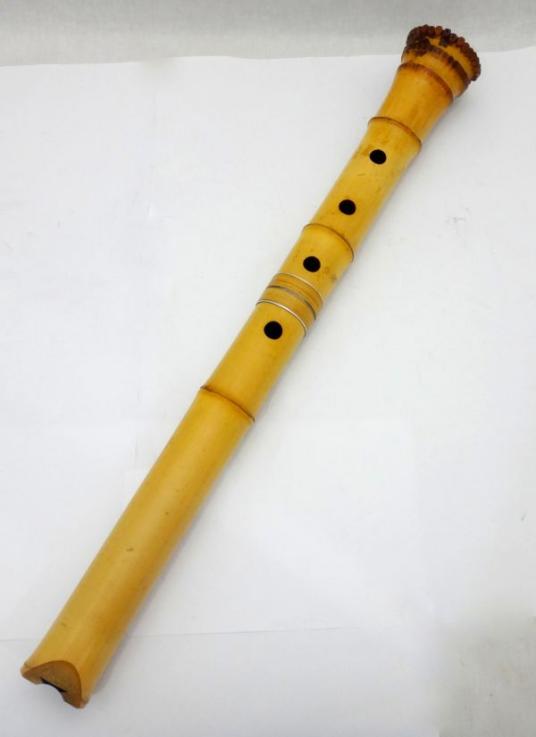 1円～ 尺八 容山 在銘 銘有 琴古流 唄口金 銀三線 藤巻 全長約47.5cm
