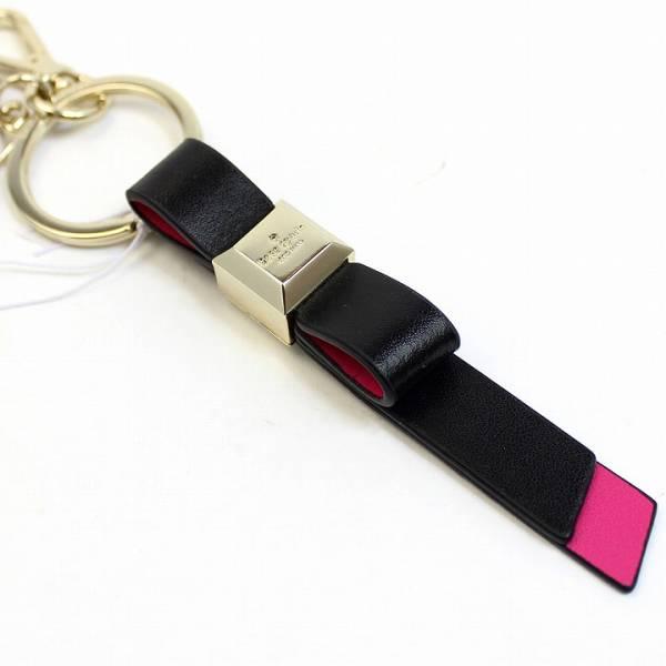 最落なし1円～ 新品タグ付 kate spade 大人気 リボンキーホルダー バッグチャーム 黒　スイートハートピンク 正規店 送料164円
