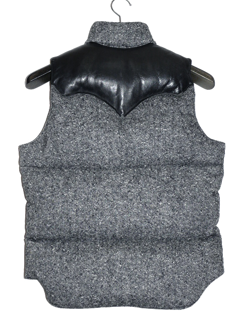 ロッキーマウンテン レザーヨーク ウールツイード ダウンベスト 36