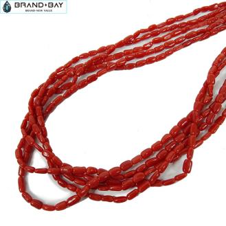 1円～◆サンゴ コーラル ネックレス ５連 SV925 38.3ｇ 朱色 3mm×6mm (v0036931200)