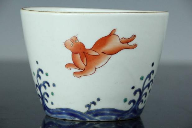 446　古伊万里色絵モダン文様コップ型蕎麦猪口　江戸中期　無傷美品 古伊万里色絵波兎文蕎麦猪口 江戸期 MAR229 Yahoo!オークション 【公式