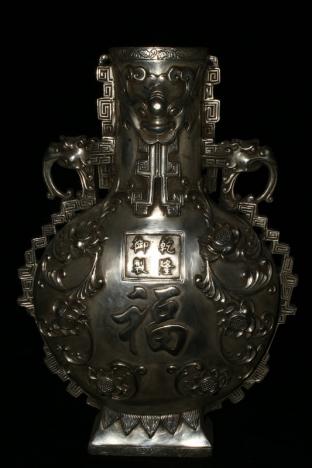 大珍品 貴重 白銅製 花瓶 花器 年代物 稀少珍品 礼献品 約37 【公式通販】