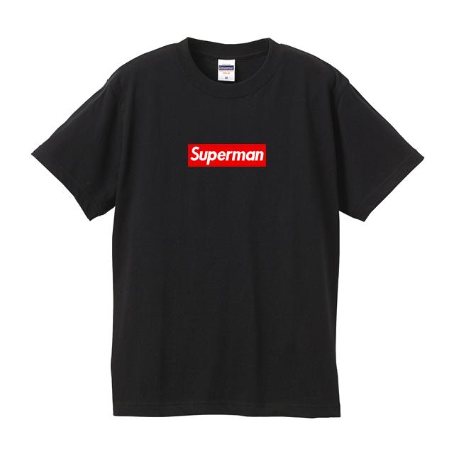Superman ボックスロゴTシャツ ブラックXXLサイズ Supreme シュプリーム パロディ商品