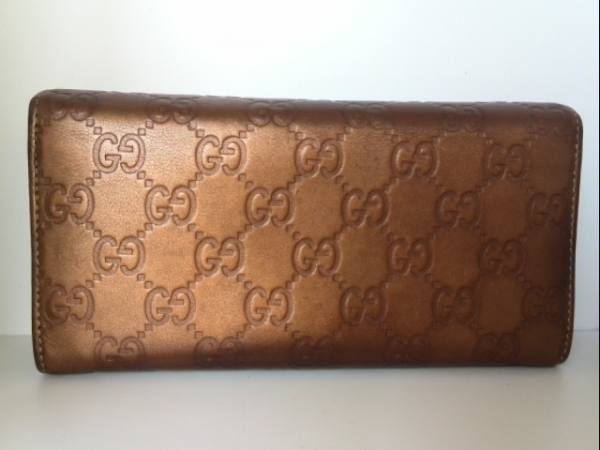 GUCCI ブラウンレザー 長財布 GGパターン 長財布 0 GUCCI グッチ レザー レディース ラブリーハート GG