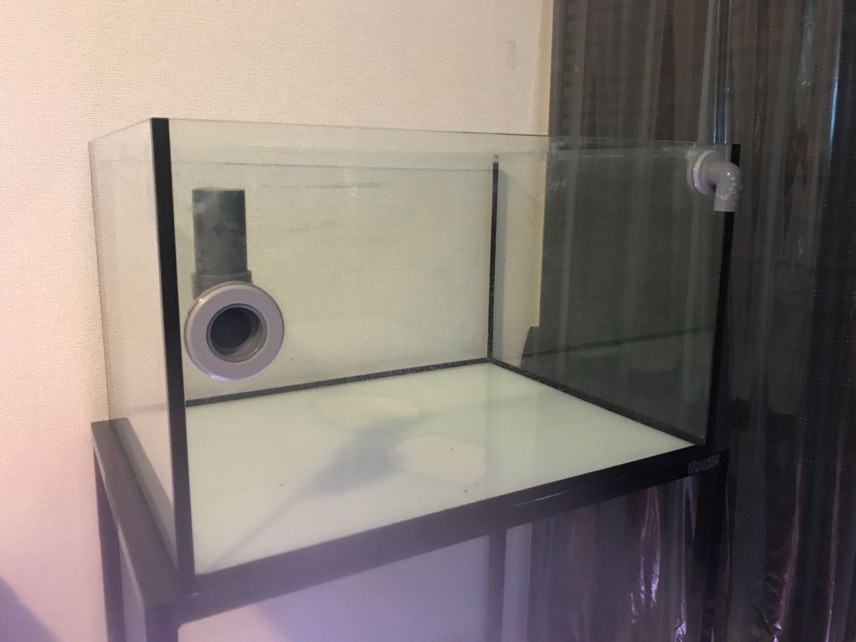 引取限定 600×450×h350 オールガラス ブラックシリコンタイプ サイドフロー加工付き