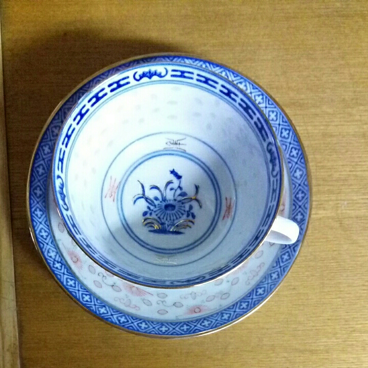 蛍焼 スープカップ＆ソーサー チャイナレトロで可愛い◇中国景徳鎮