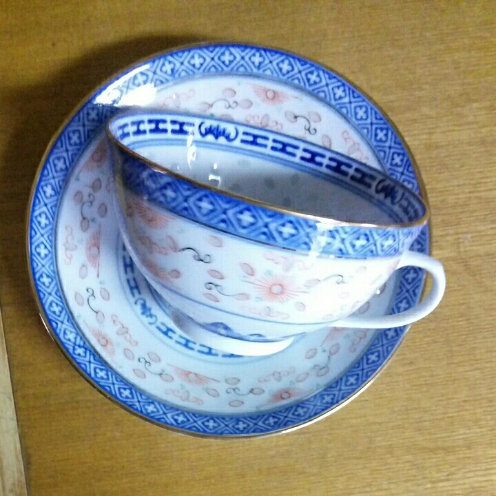 蛍焼 スープカップ＆ソーサー チャイナレトロで可愛い◇中国景徳鎮