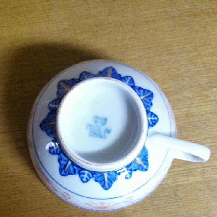 蛍焼 スープカップ＆ソーサー チャイナレトロで可愛い◇中国景徳鎮