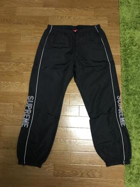 新品 M Black Supreme Striped Logo Warm Up Pant 2017ss シュプリーム 