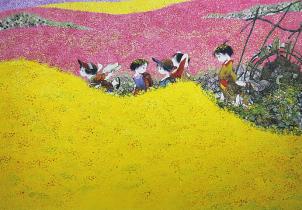 中島潔画伯作品「花かずら」 中島潔画伯作品「花かずら」 中島潔 版画 新品 OUT版画 「花 □中島潔 【