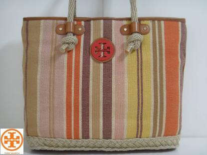 1円☆美品☆TORY BURCHトリーバーチキャンバス×レザートートバッグ☆ベージュ系☆