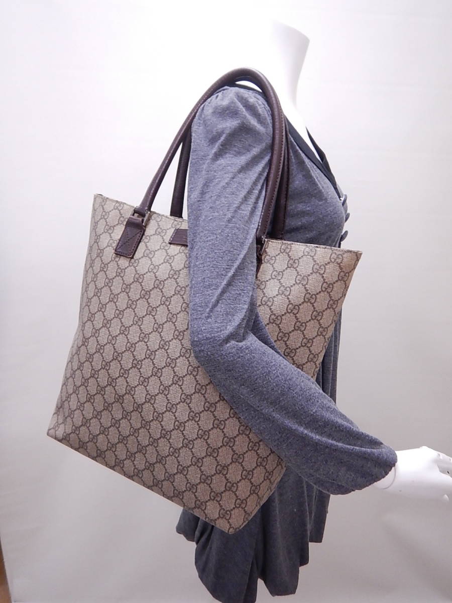□GUCCI グッチ メンズ可 PVCトートバッグ ビジネスバッグ ブラウン茶□5-5