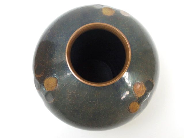 唐銅薄端　銅製 金属工芸 鶴松図 龍耳 花瓶 花器 □異形□唐銅の花器□ 唐銅薄端 銅製 金属工芸 鶴松図 龍耳 花瓶