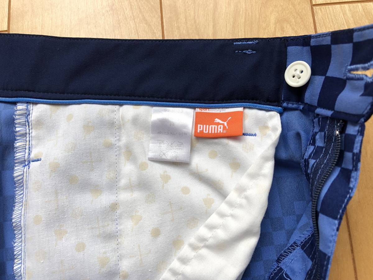 PUMA GOLF　プーマゴルフ　ショートパンツ　短パン　ブルー系　W85　中古 PUMA ゴルフ ショートパンツ ストレッチ RXL 白